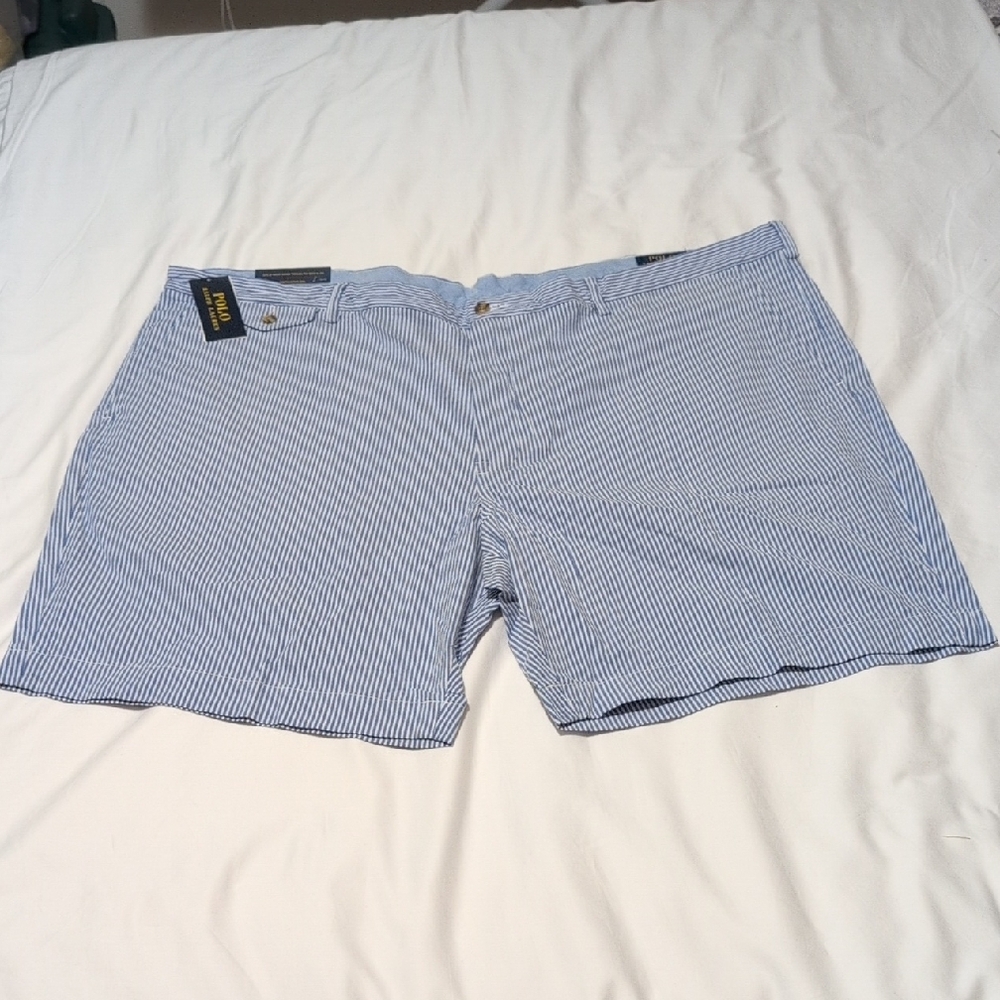 Ralph Lauren Blue and White Flat Front Shorts